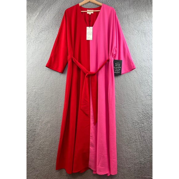 Tuckernuck Dresses & Skirts - NWT Tuckernuck India Hicks Maxi Dress Womens M  Red Pink Colorblock Belted